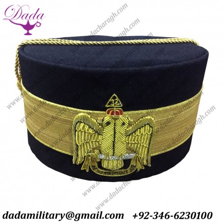32nd Degree Scottish Rite Wings DOWN Black Cap Bullion Hand Embroidery