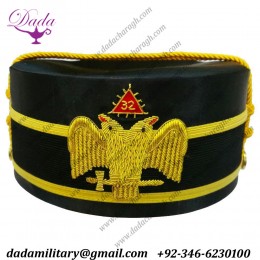32nd Degree Scottish Rite Wings DOWN Double-Eagle Cap Bullion Hand Embroidery