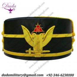 32nd Degree Wings UP Scottish Rite Double-Eagle Cap Bullion Hand Embroidery