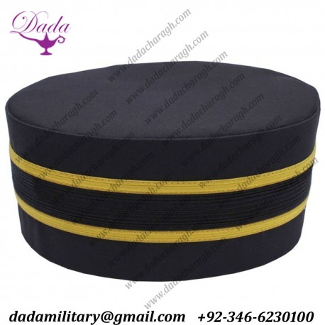 Masonic Black Cap with Gold Braid
