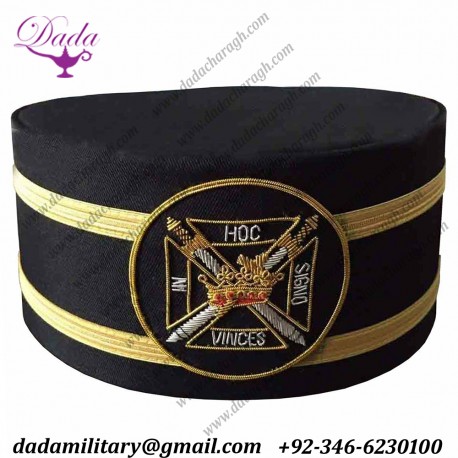 Masonic Knights Templar Black Cap with Gold Braid