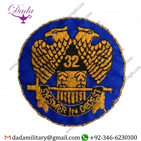 Masonic Scottish Rite Embroidered Emblem Patch with Blue Background SRP-2
