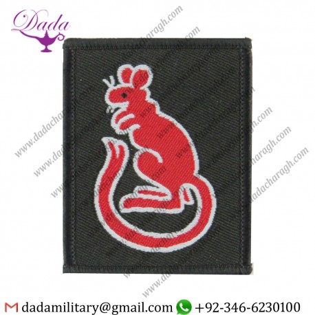 7th Armoured Brigade (Red Rat Fl On Black) Modern Fl Rare Woven Formation Arm Badge