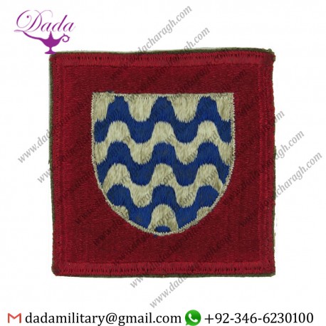 15th Army Group ( White Shield Blue Wavy Lines On Red) 1943-45 Us Type Embroidered  Formation Arm Badge