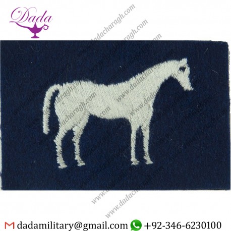26 Engineer Group White Horse On Big Blue Rectangle Embroidered  Formation Arm Badge