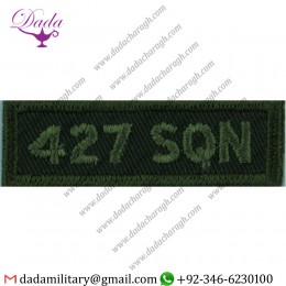 427 Squadron Royal Canadian Air Force Shoulder Title Green On Olive Embroidered Foreign Air Force