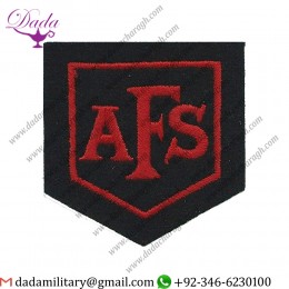 Afs (Auxiliary Fire Service) In Red Shield Red On Black Embroidered Fire