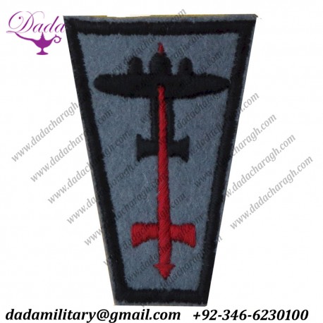Anti Aircraft Division Sword , Plane On Blue Black Edge 2nd Patt Embroidered Formation Arm Badge