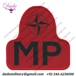 Arm badge Bell shape Red Woven British Balkan Peace keeping