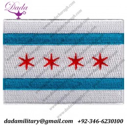 Chicago City Flag Embroidered Patch Iron On Illinois Emblem