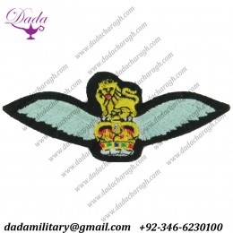 Army Air Corps Pilots Wings Queen's Crown. Embroidered Army Cloth Trade Badge
