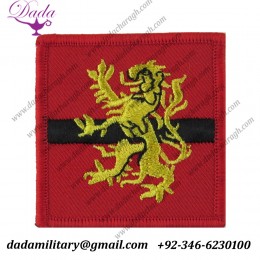 Army Hq Scotland (Yellow Lion On Red Black  Red)  New Issue Embroidered Formation Arm Badge