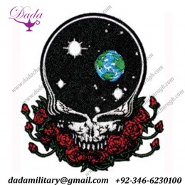 C&D Grateful Dead Garcia Space Your Face W Roses Embroidered Iron on Patch