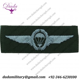 Army Parachute Wings - Class 2 - Grey On Olive Rectangle Embroidered Parachute Jump Wings Or Badge