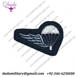 Belgian Parachute 'b' Wing (Half-wing) On Dark Blue Embroidered Parachute Jump Wings Or Badge