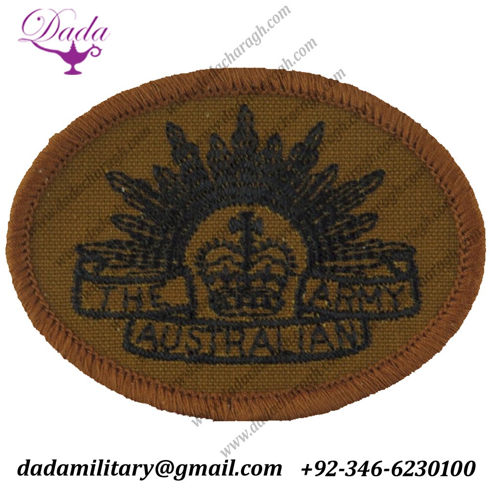 Australian Army 'rising Sun' Brown Oval Crown Embroidered Military