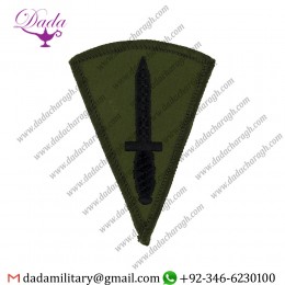 Commando Dagger (Commando Trained Soldiers) Black On Olive Embroidered Army cloth trade badge