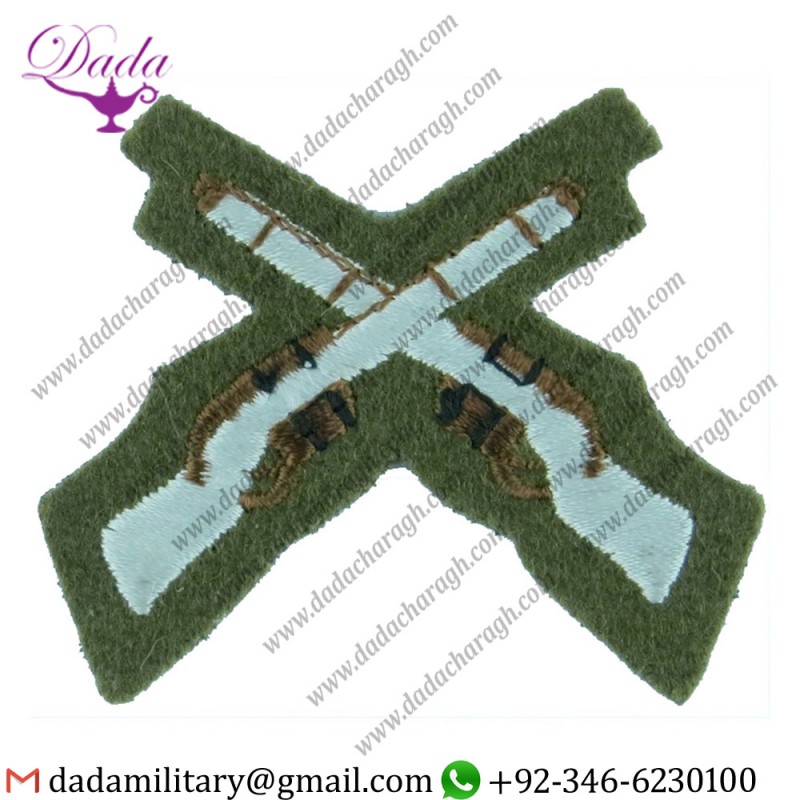 Crossed Rifles Marksman Small White On Khaki Embroidered trade badges