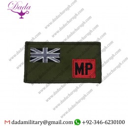 RMP SUBDUED MILITARY POLICE ZAP NUMBER & BLOOD GROUP BADGE, MP ARMY PATCH