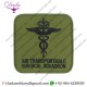 RAF 612 SQUADRON AIR TRANSPORTABLE SURGICAL SQUADRON BLACK ON OLIVE QUEEN'S CROWN. EMBROIDERED AIR FORCE BADGE