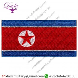 NORTH KOREA FLAG EMBROIDERED PATCH KOREAN IRON-ON NATIONAL EMBLEM