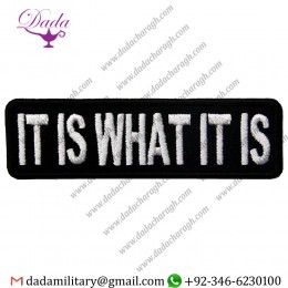 IT IS WHAT IT IS FUNNY BIKER EMBROIDERED IRON ON SEW ON PATCH
