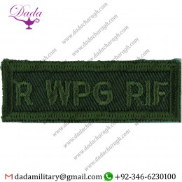 R WPG RIF (ROYAL WINNIPEG RIFLES) (CANADIAN ARMY) GREEN ON OLIVE EMBROIDERED NON-BRITISH ARMY SHOULDER TITLE