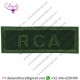 RCA (ROYAL CANADIAN ARTILLERY) GREEN ON OLIVE EMBROIDERED NON-BRITISH ARMY SHOULDER TITLE