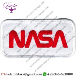 NASA LOGO 3 INCH WHITE EMBROIDERED PATCH