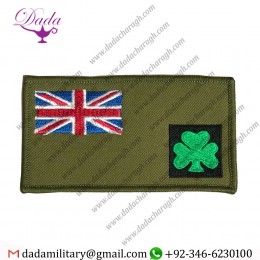 ROYAL IRISH SHAMROCK ZAP NUMBER & BLOOD GROUP BADGE, ARMY PATCH, HOOK & LOOP