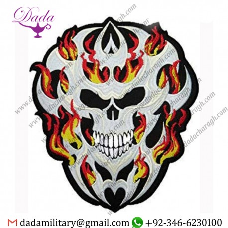 SKULL 35CM IRON ON EMBROIDERED PATCH
