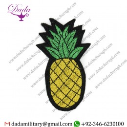 SMALL YELLOW PINEAPPLE IRON ON EMBROIDERED PATCH