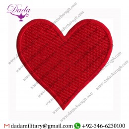 SOLID RED HEART - EMBROIDERED IRON ON OR SEW ON PATCH