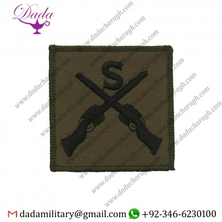 SNIPER CROSS RIFLES SAA QUALIFICATION BADGE SUBDUED, ARMY, MILITARY, HOOK & LOOP