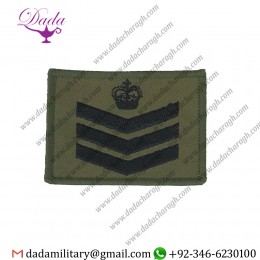 STAFF SERGEANT GREEN RANK BADGE, SSGT CROWN ARMY MTP MILITARY PATCH, HOOK & LOOP