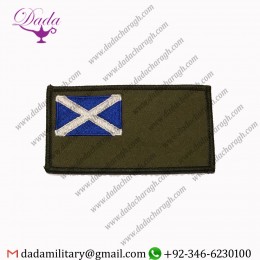 SCOTLAND FLAG ZAP NUMBER & BLOOD GROUP BADGE, SCOTTISH MILITARY PATCH, HOOK LOOP