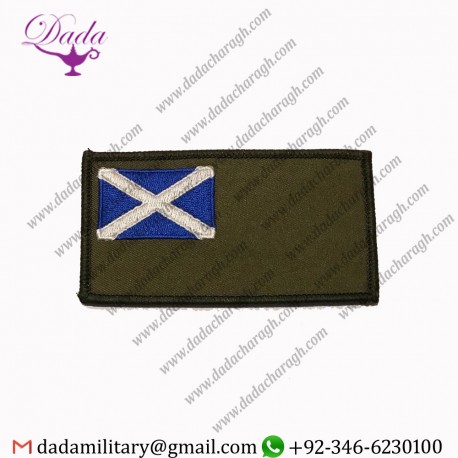 SCOTLAND FLAG ZAP NUMBER & BLOOD GROUP BADGE, SCOTTISH MILITARY PATCH, HOOK LOOP