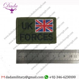 UK FORCES ARMY BADGE GREEN BACKGROUND UNION JACK, HOOK LOOP OPTION, MILITARY A5