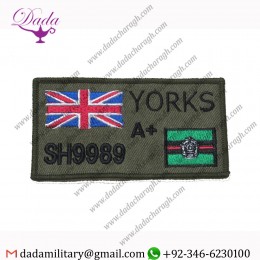 YORKSHIRE REGIMENT ZAP NUMBER & BLOOD GROUP BADGE, YORKS MILITARY PATCH
