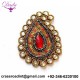 3 Hand-Beaded, Paisley Appliques. Red Faux Gems. Red