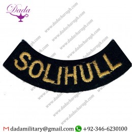 SOLIHULL CURVED CHEST TITLE YELLOW ON DARK BLUE EMBROIDERED