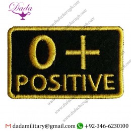 UNIQUE EMBROIDERED SEW PATCH (O+, YELLOW) 3.7X1.7 INCHES