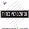THREE PERCENTER TACTICAL EMBROIDERED MORALE APPLIQUE FASTENER HOOK&LOOP PATCH - WHITE & BLACK