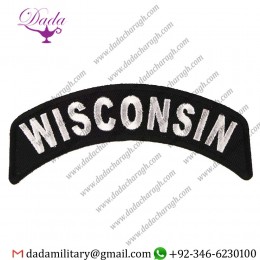 WISCONSIN STATE ROCKER IRON OR SEW ON EMBROIDERED SHOULDER PATCH