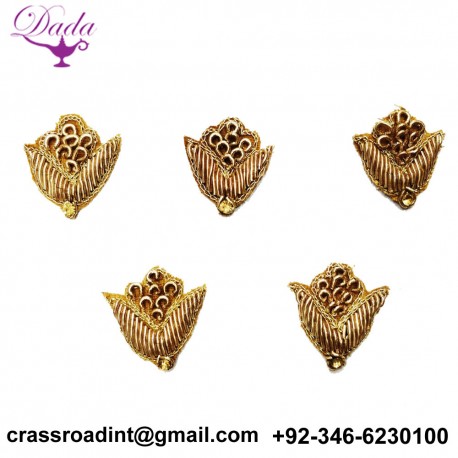 20mm Decorative Floral Golden Sequin Zardosi Work Indian Buty Saree Sewing Crafting Patch Applique