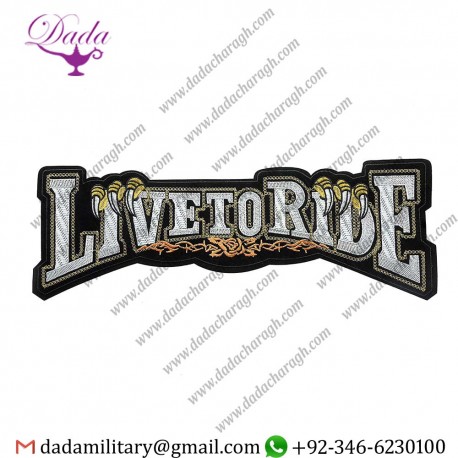 Unisex Live to Ride Iron on Embroidered Biker Patch X-Large for Clothing