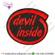 Unique Embroidered Sew on Patch (Devil Inside, Red) 4.2x3.5 inches