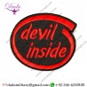 Unique Embroidered Sew on Patch (Devil Inside, Red) 4.2x3.5 inches