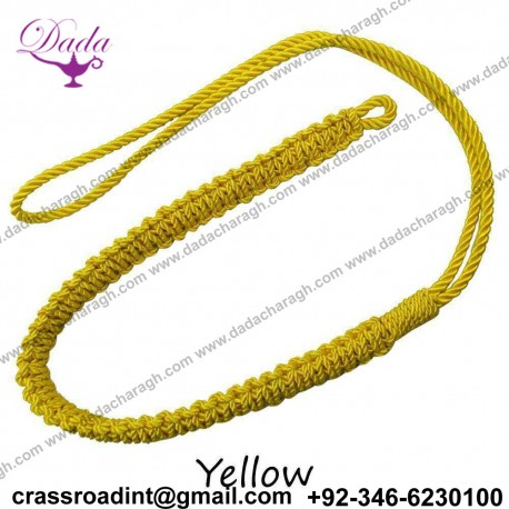 Mylar, Bullion Wire and 100% Polyester Military Lanyard, Yellow