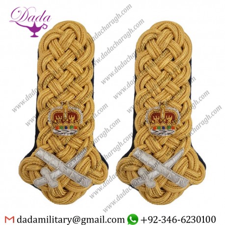 BRITISH ARMY GOLD EPAULETTE, CROSS SWORD EPAULETTES